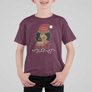 Black Santa African American Christmas T Shirt For Kid Sassy Afro Queen Black Woman TS10 Maroon Print Your Wear