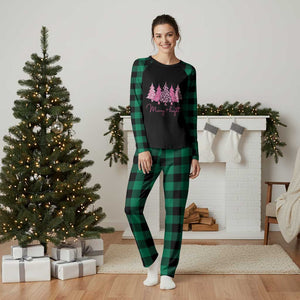 Christmas Pink Plaid Pajama Set Leopard Print Trees TS10 Green Plaid Print Your Wear