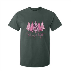 Pink Christmas T Shirt For Kid Leopard Print Trees TS10 Dark Forest Green Print Your Wear