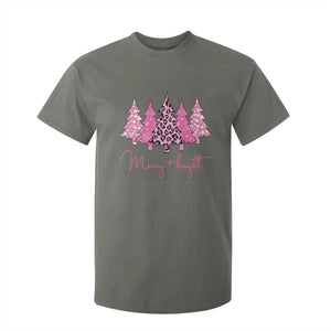 Pink Christmas T Shirt For Kid Leopard Print Trees TS10 Military Green Print Your Wear