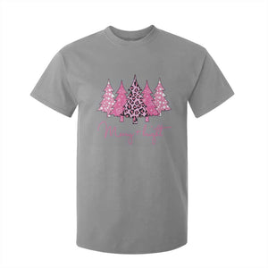 Pink Christmas T Shirt For Kid Leopard Print Trees TS10 Sport Gray Print Your Wear