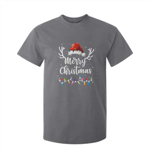 Merry Christmas T Shirt For Kid Lights Red Santa Hat Xmas Family Matching TS10 Charcoal Print Your Wear