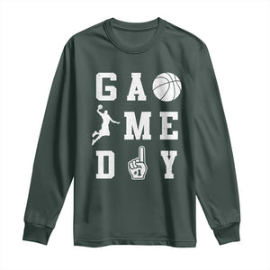 Game Day Basketball Long Sleeve Shirt Basketball Mom Sports Fan TS10 Dark Forest Green Print Your Wear