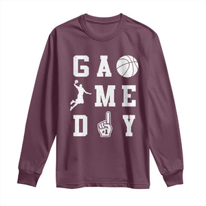 Game Day Basketball Long Sleeve Shirt Basketball Mom Sports Fan TS10 Maroon Print Your Wear