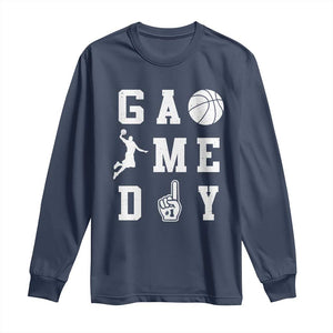Game Day Basketball Long Sleeve Shirt Basketball Mom Sports Fan TS10 Navy Print Your Wear