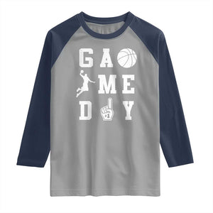 Game Day Basketball Raglan Shirt Basketball Mom Sports Fan TS10 Sport Gray Navy Print Your Wear