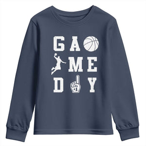 Game Day Basketball Youth Sweatshirt Basketball Mom Sports Fan TS10 Navy Print Your Wear