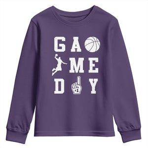 Game Day Basketball Youth Sweatshirt Basketball Mom Sports Fan TS10 Purple Print Your Wear