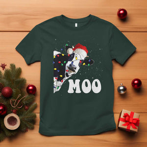 Christmas Cow T Shirt Funny Cow Lover Xmas Gift Farm TS10 Dark Forest Green Print Your Wear