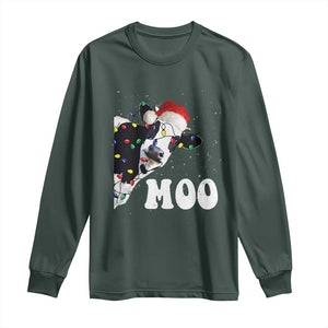 Christmas Cow Long Sleeve Shirt Funny Cow Lover Xmas Gift Farm TS10 Dark Forest Green Print Your Wear