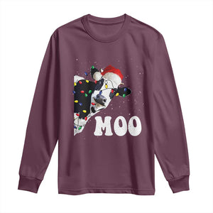 Christmas Cow Long Sleeve Shirt Funny Cow Lover Xmas Gift Farm TS10 Maroon Print Your Wear