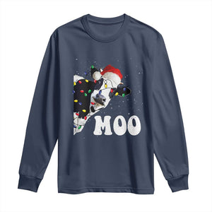 Christmas Cow Long Sleeve Shirt Funny Cow Lover Xmas Gift Farm TS10 Navy Print Your Wear