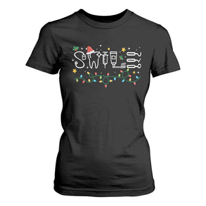 Christmas Dental T Shirt For Women Red Santa Hat Teeth Funny Dentist Merry Xmas Lights TS10 Black Print Your Wear