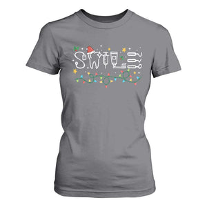 Christmas Dental T Shirt For Women Red Santa Hat Teeth Funny Dentist Merry Xmas Lights TS10 Charcoal Print Your Wear