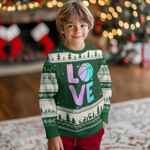 Basketball Lovers Ugly Christmas Sweater Basketball Mom Sports Fan TS10 Forest Green Beige Print Your Wear