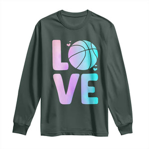 Basketball Lovers Long Sleeve Shirt Basketball Mom Sports Fan TS10 Dark Forest Green Print Your Wear