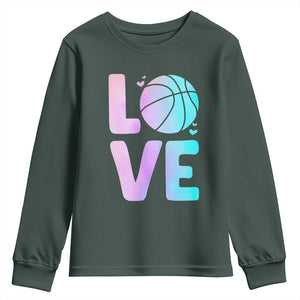 Basketball Lovers Youth Sweatshirt Basketball Mom Sports Fan TS10 Dark Forest Green Print Your Wear