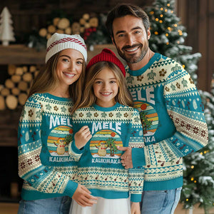 Mele Kalikimaka Hawaiian Ugly Christmas Sweater Beach Hawaii Xmas In July Tropical TS10 Teal Print Your Wear