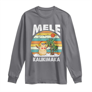 Mele Kalikimaka Hawaiian Christmas Long Sleeve Shirt Beach Hawaii Xmas In July Tropical TS10 Charcoal Print Your Wear