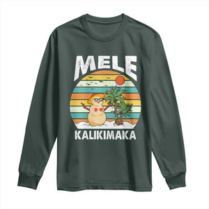 Mele Kalikimaka Hawaiian Christmas Long Sleeve Shirt Beach Hawaii Xmas In July Tropical TS10 Dark Forest Green Print Your Wear