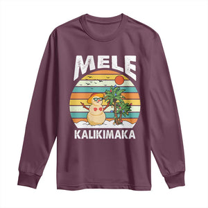 Mele Kalikimaka Hawaiian Christmas Long Sleeve Shirt Beach Hawaii Xmas In July Tropical TS10 Maroon Print Your Wear