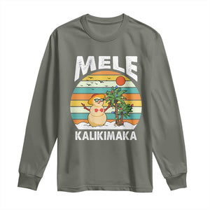 Mele Kalikimaka Hawaiian Christmas Long Sleeve Shirt Beach Hawaii Xmas In July Tropical TS10 Military Green Print Your Wear