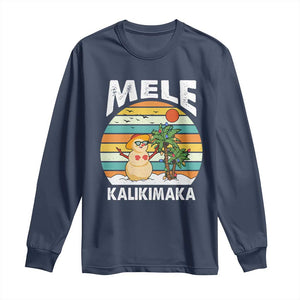 Mele Kalikimaka Hawaiian Christmas Long Sleeve Shirt Beach Hawaii Xmas In July Tropical TS10 Navy Print Your Wear