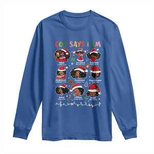Christian Christmas Long Sleeve Shirt God Says I Am African American Women Scriptures Affirmations TS10 Royal Blue Print Your Wear