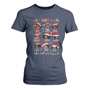 Christian Christmas T Shirt For Women God Says I Am African American Women Scriptures Affirmations TS10 Navy Print Your Wear