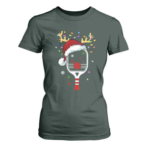 Pickleball Christmas T Shirt For Women Holiday Reindeer Player Gifts Sports Xmas TS10 Dark Forest Green Print Your Wear