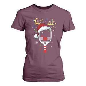 Pickleball Christmas T Shirt For Women Holiday Reindeer Player Gifts Sports Xmas TS10 Maroon Print Your Wear