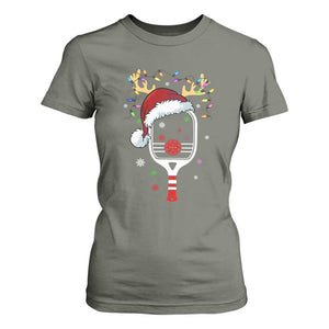 Pickleball Christmas T Shirt For Women Holiday Reindeer Player Gifts Sports Xmas TS10 Military Green Print Your Wear