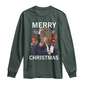 Donald Trump Christmas Long Sleeve Shirt Merry Xmas Republican TS10 Dark Forest Green Print Your Wear