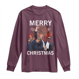Donald Trump Christmas Long Sleeve Shirt Merry Xmas Republican TS10 Maroon Print Your Wear