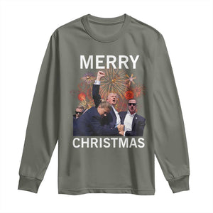 Donald Trump Christmas Long Sleeve Shirt Merry Xmas Republican TS10 Military Green Print Your Wear