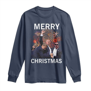 Donald Trump Christmas Long Sleeve Shirt Merry Xmas Republican TS10 Navy Print Your Wear