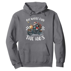 Biker Grandpa Santa on Motorcycle Christmas Hoodie Funny Oh What Fun It Is To Ride TS10 Charcoal Print Your Wear