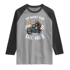 Biker Grandpa Santa on Motorcycle Christmas Raglan Shirt Funny Oh What Fun It Is To Ride TS10 Sport Gray Black Print Your Wear