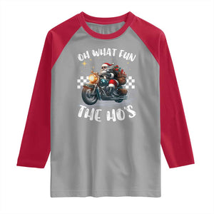 Biker Grandpa Santa on Motorcycle Christmas Raglan Shirt Funny Oh What Fun It Is To Ride TS10 Sport Gray Red Print Your Wear