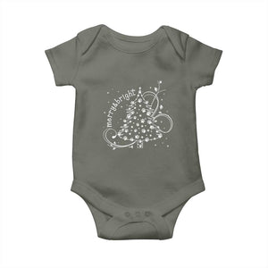 Christmas Dog Baby Onesie Merry & Bright Cute Xmas Tree with Paws Gift for Dog Lover TS10 Military Green Print Your Wear