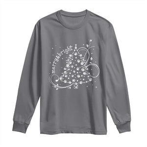 Christmas Dog Long Sleeve Shirt Merry & Bright Cute Xmas Tree with Paws Gift for Dog Lover TS10 Charcoal Print Your Wear