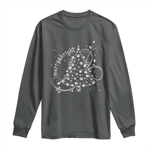 Christmas Dog Long Sleeve Shirt Merry & Bright Cute Xmas Tree with Paws Gift for Dog Lover TS10 Dark Heather Print Your Wear