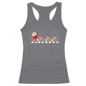 Christmas Moo Deng Racerback Tank Top Santa Baby Pygmy Hippo Trendy Xmas TS10 Charcoal Print Your Wear