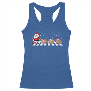 Christmas Moo Deng Racerback Tank Top Santa Baby Pygmy Hippo Trendy Xmas TS10 Royal Blue Print Your Wear