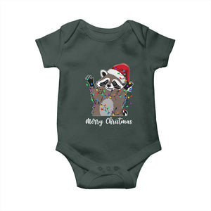Merry Christmas Raccoon Baby Onesie Happy Holidays Gift Animal Xmas Lights Red Santa Hat TS10 Print Your Wear