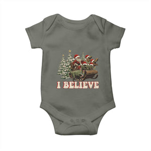Christmas Santa Baby Onesie Riding Dinosaur T rex Boys Men Girls Believe Xmas Squad TS10 Military Green Print Your Wear