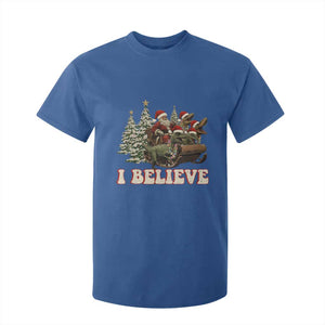 Christmas Santa T Shirt For Kid Riding Dinosaur T rex Boys Men Girls Believe Xmas Squad TS10 Royal Blue Print Your Wear