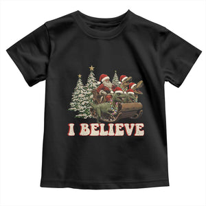Christmas Santa Toddler T Shirt Riding Dinosaur T rex Boys Men Girls Believe Xmas Squad TS10 Black Print Your Wear