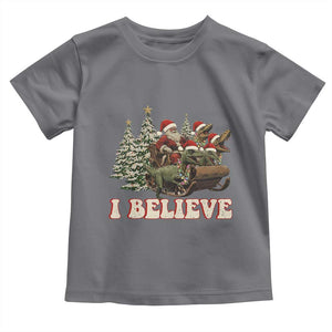 Christmas Santa Toddler T Shirt Riding Dinosaur T rex Boys Men Girls Believe Xmas Squad TS10 Charcoal Print Your Wear