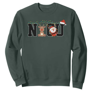 Christmas NICU Nurse Sweatshirt Cute Reindeer Student Xmas Gift TS10 Dark Forest Green Print Your Wear